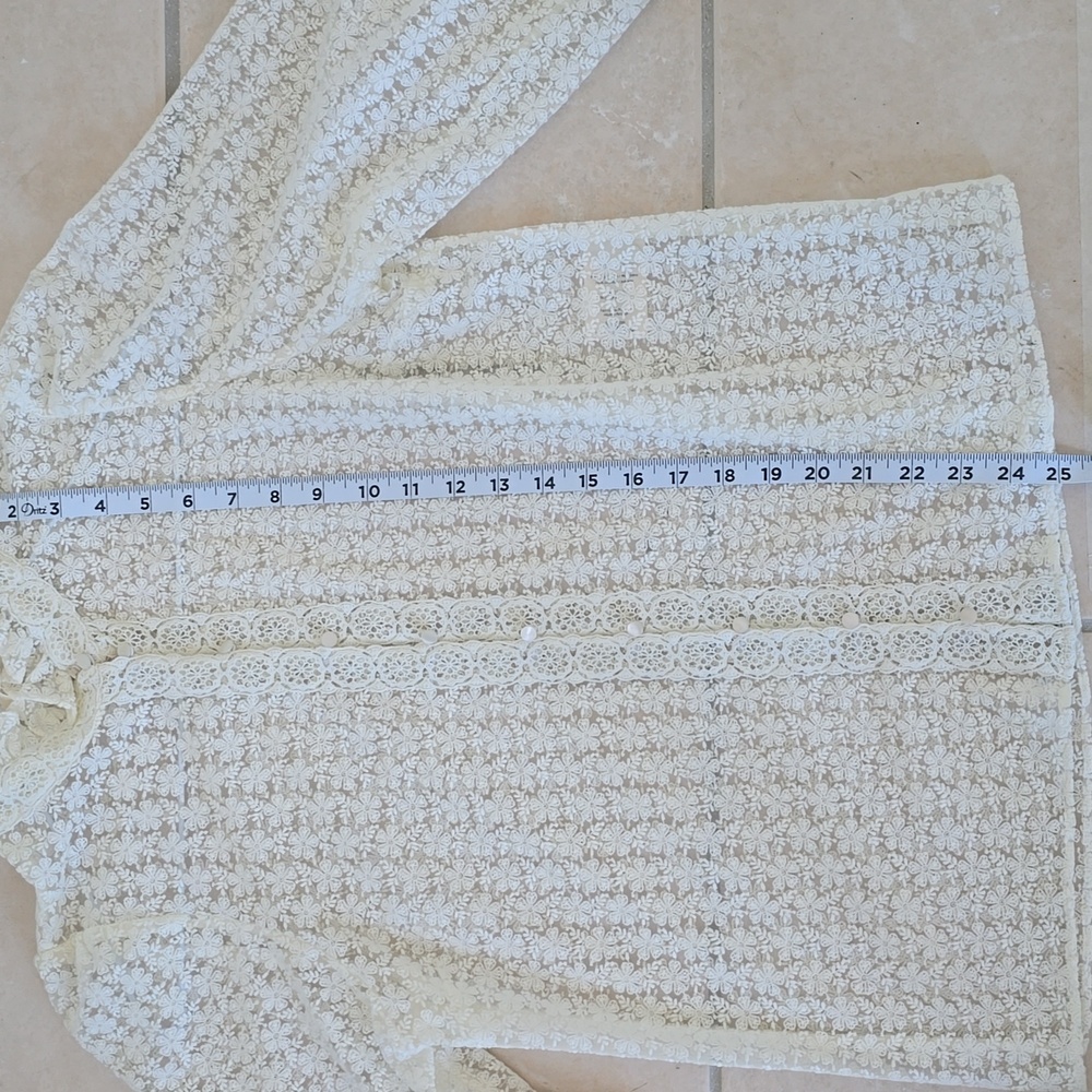 SÉZANE Cathy Guipure Embroidered White Lace Button Front Blouse NWOT - Picture 14 of 16